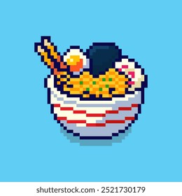 Ilustração vetorial de ramen com Pixel Art Design, perfeito para recursos de jogo projetos temáticos