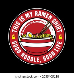 Vector Illustration of ramen udon noodle with vintage retro badge emblem style in black background. Good for logo, background, t shirt