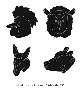Vector illustration of ranch and organic icon. Collection of ranch and head stock vector illustration.