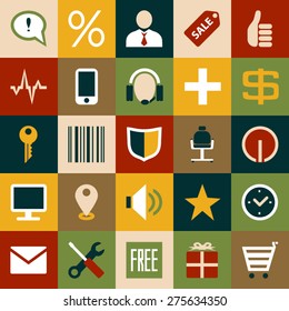 Vector illustration of random colored icons set