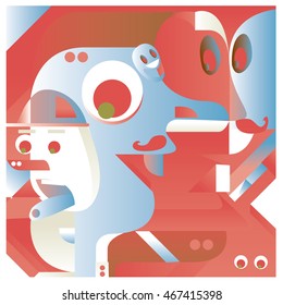 Vector illustration random colorful abstract faces. Material design template and background for poster and publication