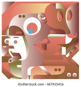 Vector illustration random colorful abstract faces. Material design template and background for poster and publication