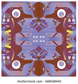 Vector illustration random colorful abstract faces. Material design template and background for poster and publication