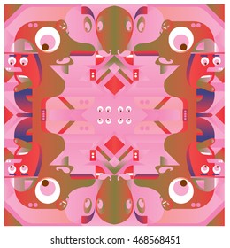 Vector illustration random colorful abstract faces. Material design template and background for poster and publication