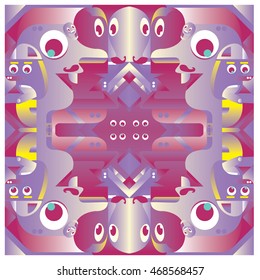 Vector illustration random colorful abstract faces. Material design template and background for poster and publication