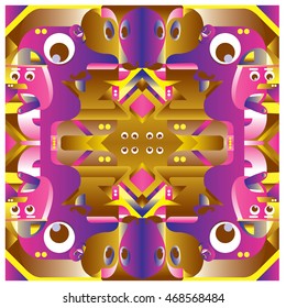 Vector illustration random colorful abstract faces. Material design template and background for poster and publication
