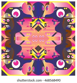 Vector illustration random colorful abstract faces. Material design template and background for poster and publication
