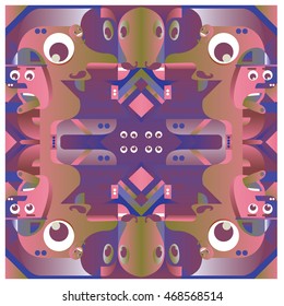Vector illustration random colorful abstract faces. Material design template and background for poster and publication
