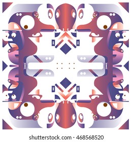 Vector illustration random colorful abstract faces. Material design template and background for poster and publication