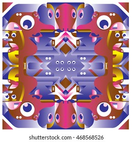 Vector illustration random colorful abstract faces. Material design template and background for poster and publication