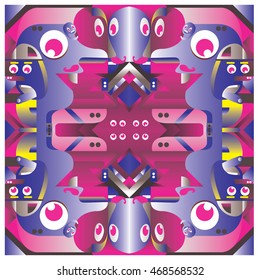 Vector illustration random colorful abstract faces. Material design template and background for poster and publication
