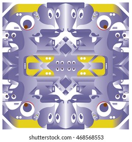 Vector illustration random colorful abstract faces. Material design template and background for poster and publication