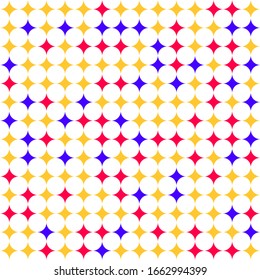 Vector illustration. Random Red, blue, yellow colors stars on white background.