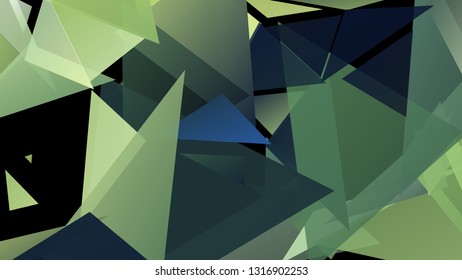 Vector illustration of a randomly scattered triangles of different sizes, colors and transparency. Abstract geometric background.