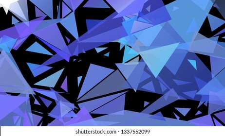 Vector illustration of a randomly scattered triangles of different sizes, colors and transparency. Abstract geometric background. Colorful low poly backdrop with illusion of depth.
