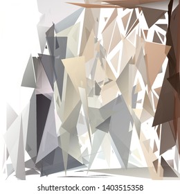 Vector illustration of a randomly scattered triangles of different sizes, colors and transparency. Abstract geometric background. Colorful low poly backdrop with illusion of depth.