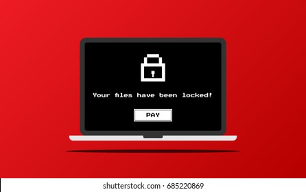 Vector illustration of ransomware like Locky, Petya, Wannacry etc. showing that files have been locked.