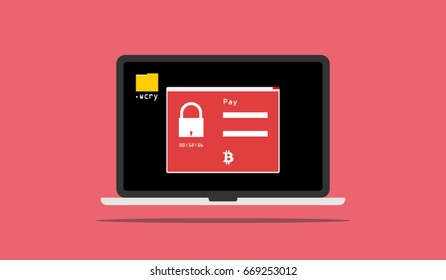 Vector illustration of ransomware like wannacry, petya etc.