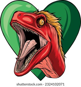 vector illustration of Raptor head with heart sign