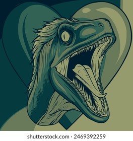 Ilustración vectorial de la cabeza de Raptor con signo cardíaco