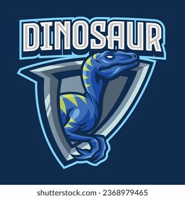 Ilustración vectorial de la plantilla del logo de la mascota de los dinosaurios Raptors para el equipo deportivo y el equipo de juegos