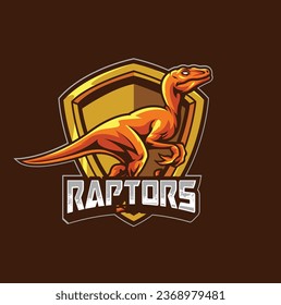 Vector illustration of Raptors dinosaur mascot logo template for sport team and gaming team