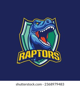 Vector illustration of Raptors dinosaur mascot logo template for sport team and gaming team