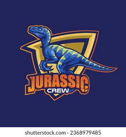 Ilustración vectorial de la plantilla del logo de la mascota de los dinosaurios Raptors para el equipo deportivo y el equipo de juegos