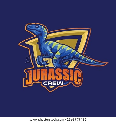 Vector illustration of Raptors dinosaur mascot logo template for sport team and gaming team 商業照片 © 