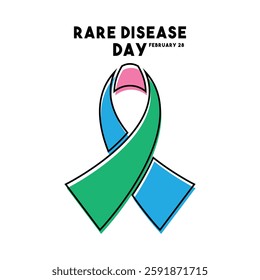 Vector Illustration of Rare Disease Day. February 28. Ribbon icon. Flat design vector. White background. Eps 10.