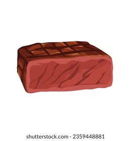 Vector illustration of rare slice steak isolated on white background