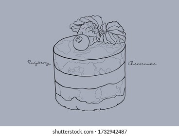 Vector Illustration of Raspberry Cheesecake / Cake with Blueberry
