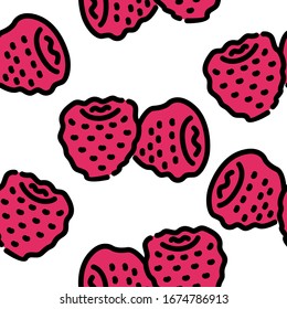 Vector illustration of raspberry. Seamless pattern white isolated background