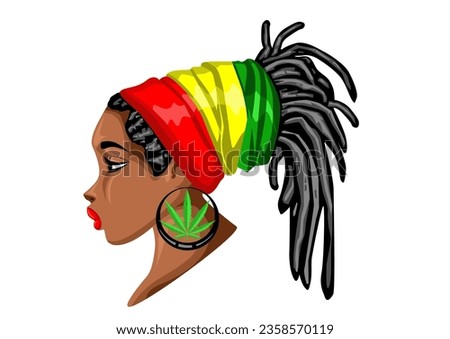 Vector illustration rastafarian woman.Woman with big hat black awareness day