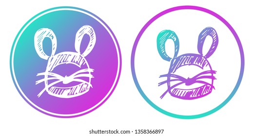 Vector Illustration of Rat Animal with Gradient Circle Blue and Violet. Logo, Sticker and Icon for Graphic Design.