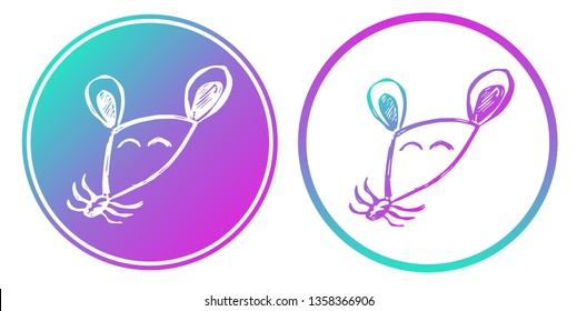 Vector Illustration of Rat Animal with Gradient Circle Blue and Violet. Logo, Sticker and Icon for Graphic Design.