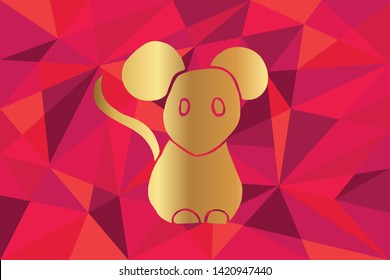 Vector Illustration of Rat Animal Icon with Red Polygon and Geometric. Graphic Design for Template, Layout, Background, Poster and More. 