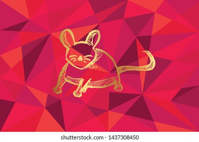 Vector Illustration of Rat Animal Icon with Red Polygon and Geometric. Graphic Design for Template, Layout, Background, Poster and More.