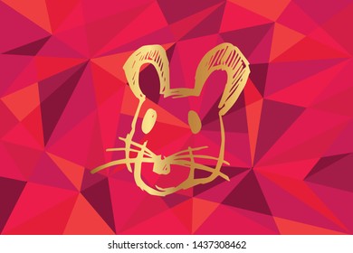 Vector Illustration of Rat Animal Icon with Red Polygon and Geometric. Graphic Design for Template, Layout, Background, Poster and More.