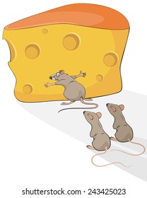 Vector illustration of a rat with cheese