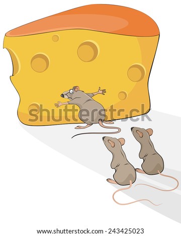 Vector illustration of a rat with cheese