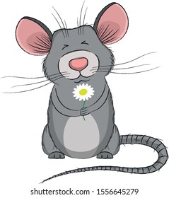 Vector illustration of rat. New Year symbol. Cartoon rat.