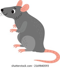 Vector illustration. Rat on a white background