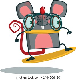 vector illustration for a rat as a snowboard player