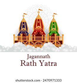 vector illustration of Rath Yatra Chariot Festival of Hindu God Lord Jagannath celebrated in Odisha India