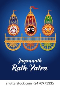 vector illustration of Rath Yatra Chariot Festival of Hindu God Lord Jagannath celebrated in Odisha India