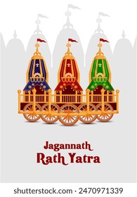 vector illustration of Rath Yatra Chariot Festival of Hindu God Lord Jagannath celebrated in Odisha India