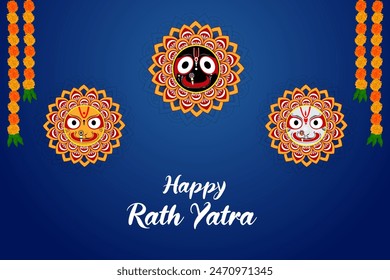 Vektorillustration des Rath Yatra Chariot Festivals des Hindu Gottes Lord Jagannath in Odisha Indien