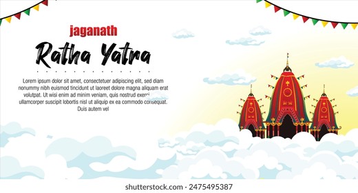 vector illustration of Rath Yatra Chariot Festival of Hindu God Lord Jagannath celebrated in Odisha India. Lord Jagannath, Balabhadra Subhadra. background, template, holidays, banner, poster events.