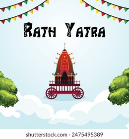 Ilustración vectorial del Festival de Carros Rath Yatra del Dios hindú Lord Jagannath celebrado en Odisha, India. Lord Jagannath, Balabhadra Subhadra. Antecedentes, Plantilla, vacaciones, Anuncio, eventos de afiches.